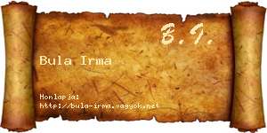 Bula Irma névjegykártya